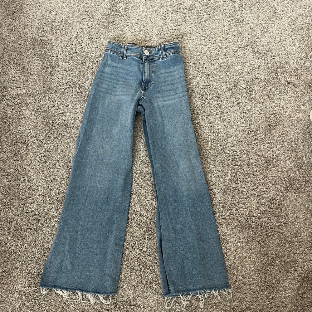 Zara Blue Flare Wide Leg Jeans